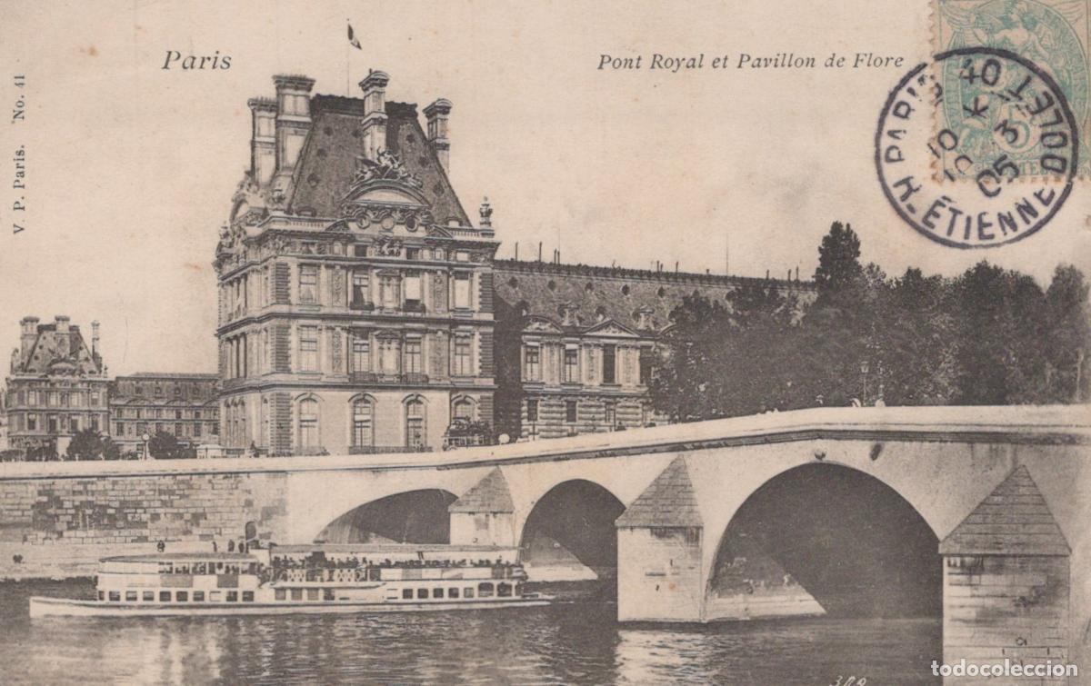 Postkarten: Paris Pont Royal and Pavillon de Flore with Riverboat on Seine *YAG817
