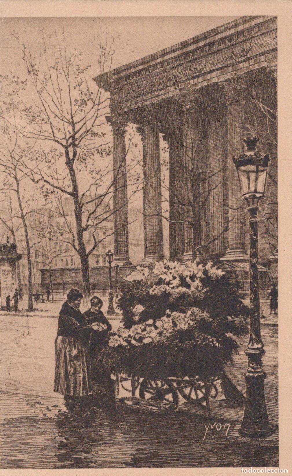 Cartoline: Paris Pittoresque Flower Vendor Place de la Madeleine Street Scene *YAG914