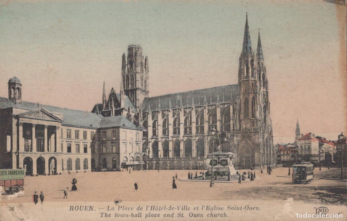 Cartoline: Rouen Place H&ocirc;tel de Ville and Saint-Ouen Church with Tram *YAG937