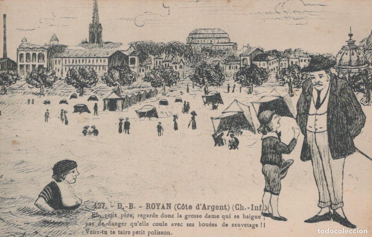 Postales: Royan Humorous Flood Scene with Bathers and Town View, D.-B. *YAG654
