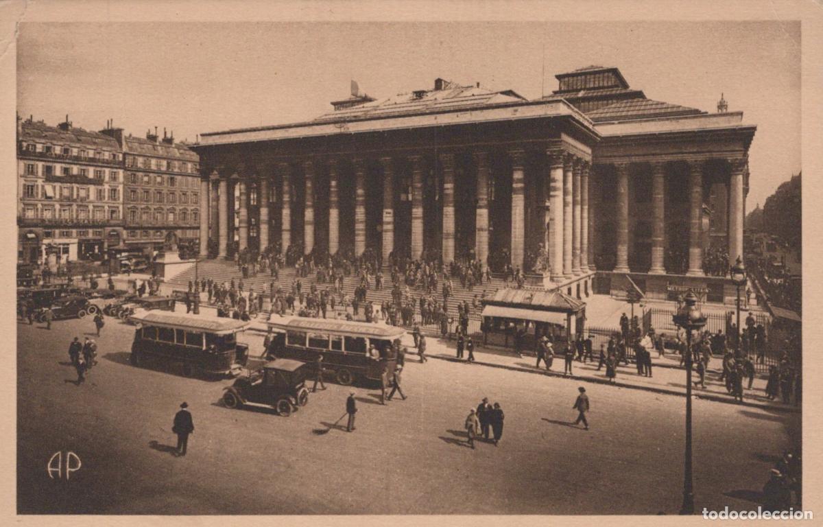 Cartoline: France Paris &Icirc;le de la Bourse Palais Brongniart Sc&egrave;ne de Rue Unposted *YAG680