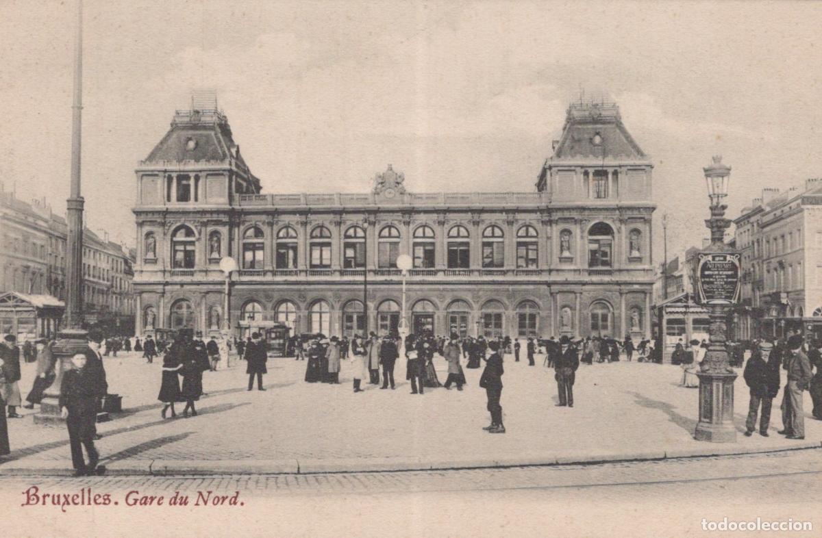 Postales: Brussels Gare du Nord Train Station, bustling street scene with people *YAG772