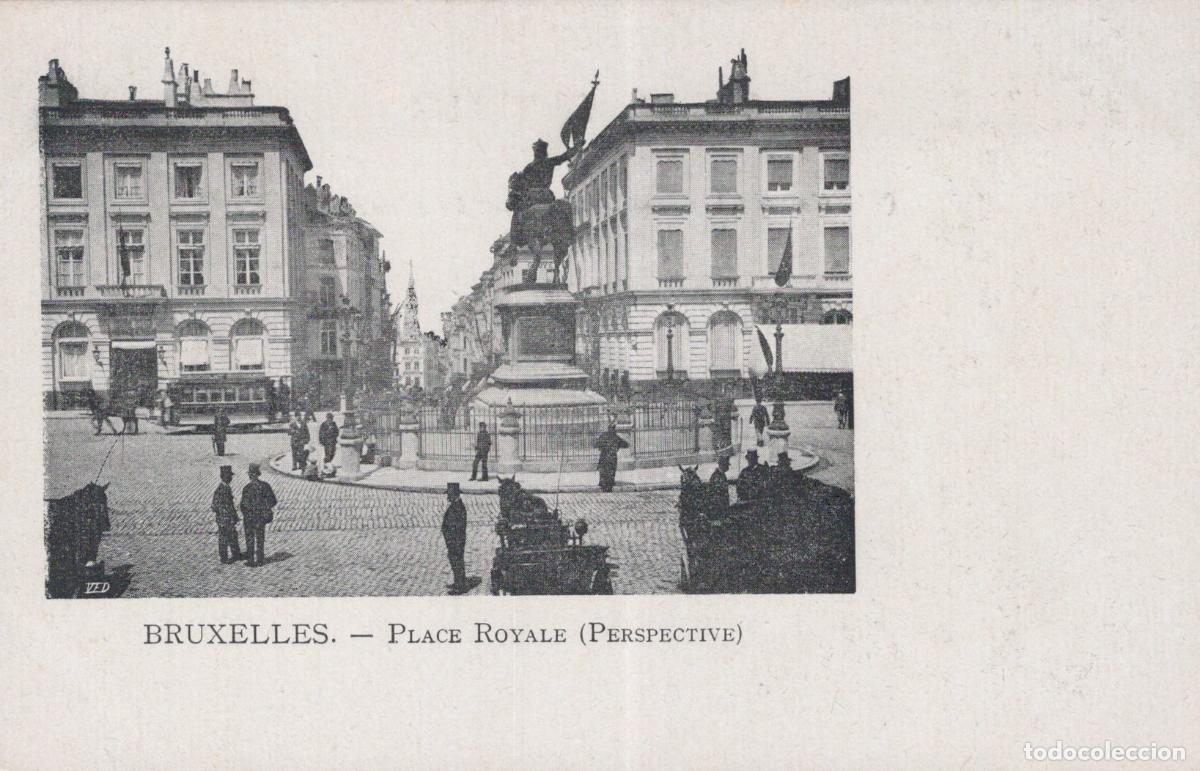 Cartoline: Brussels Place Royale with Equestrian Statue and Tram, Belgium *YAG778
