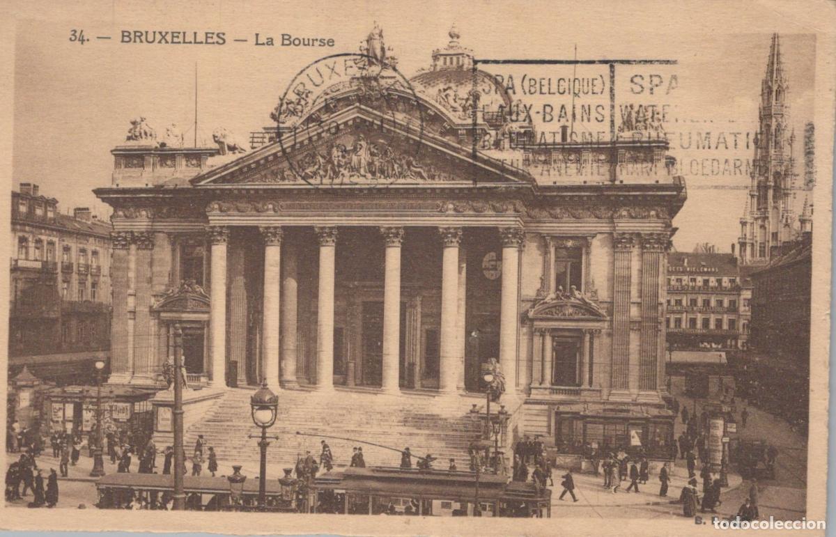 Cartoline: Brussels Belgium La Bourse Stock Exchange Building with Tramway and *YAG780