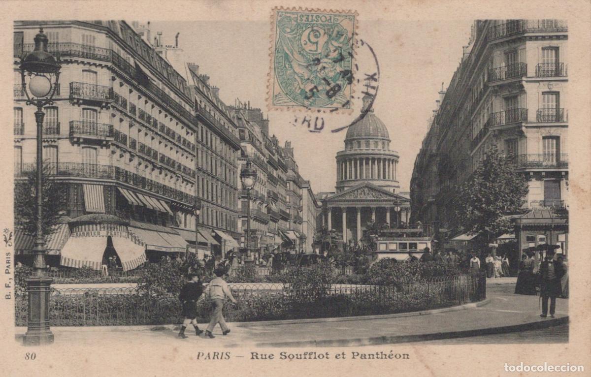 Cartoline: Paris Rue Soufflot with Panth&eacute;on Dome and Street Scene *YAG807