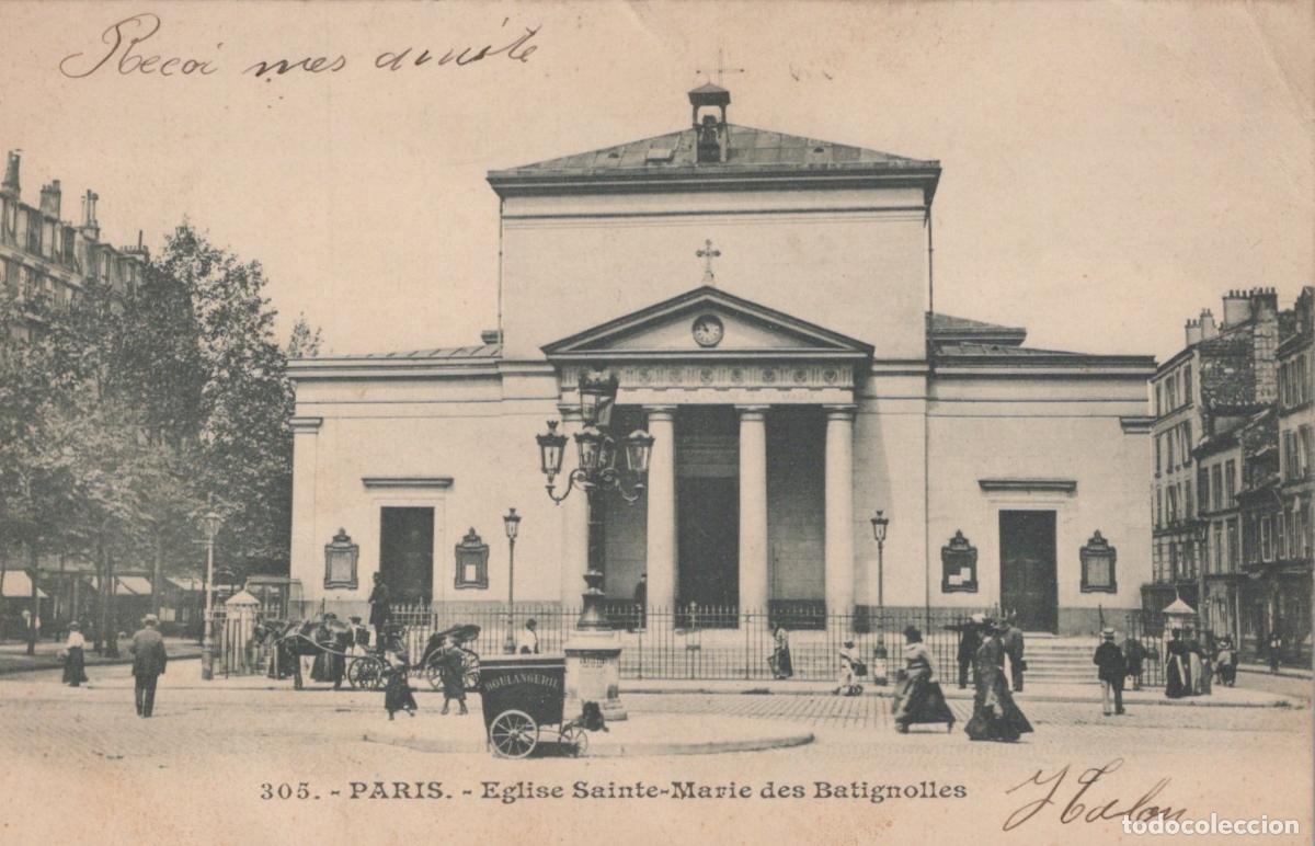 Cartoline: Paris Eglise Sainte-Marie des Batignolles Church Street Scene *YAG825