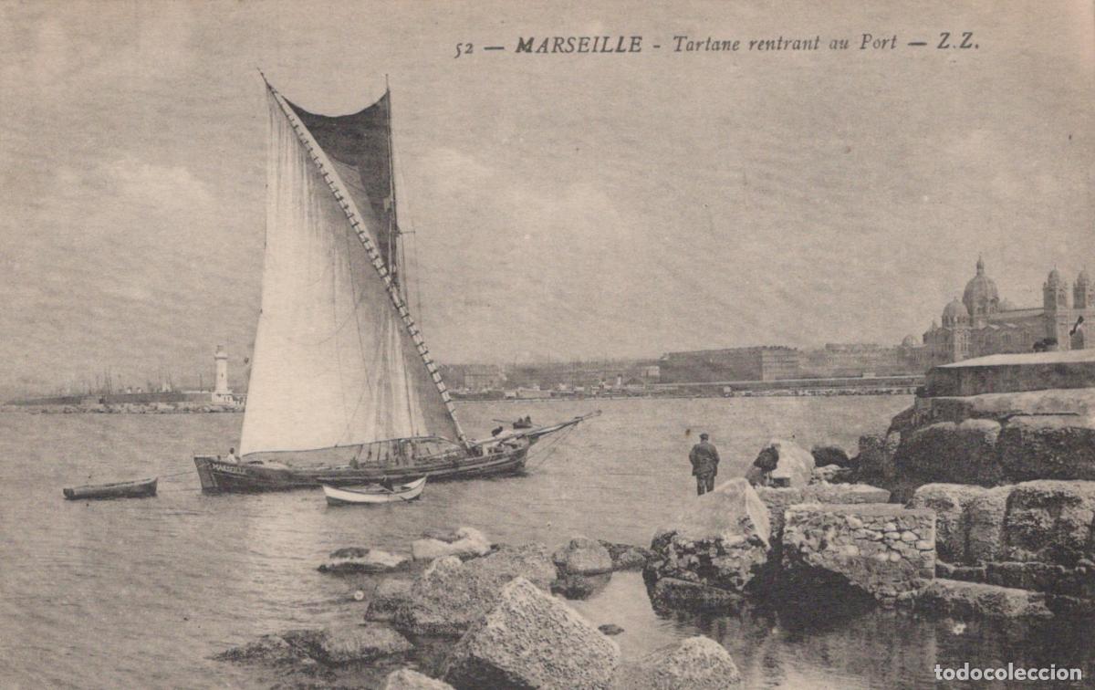 Cartoline: France Marseille Voilier Tartane Rentrant au Port Phare Vue Ville *YAG838