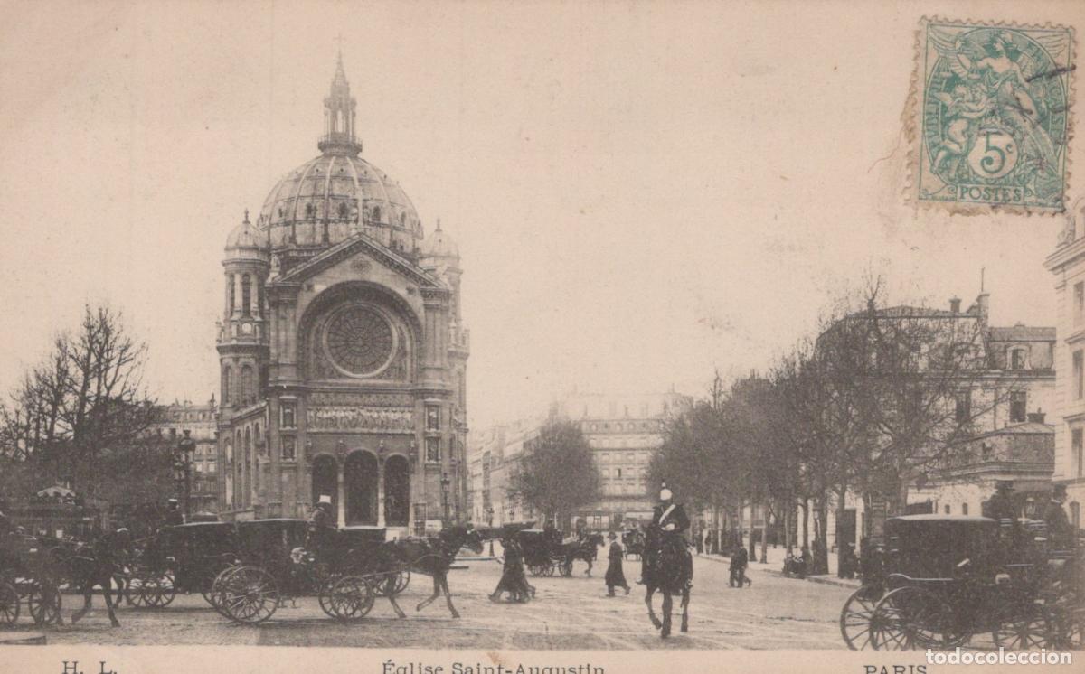 Postales: Paris &Eacute;glise Saint-Augustin Church with Horse-Drawn Carriages and *YAG826