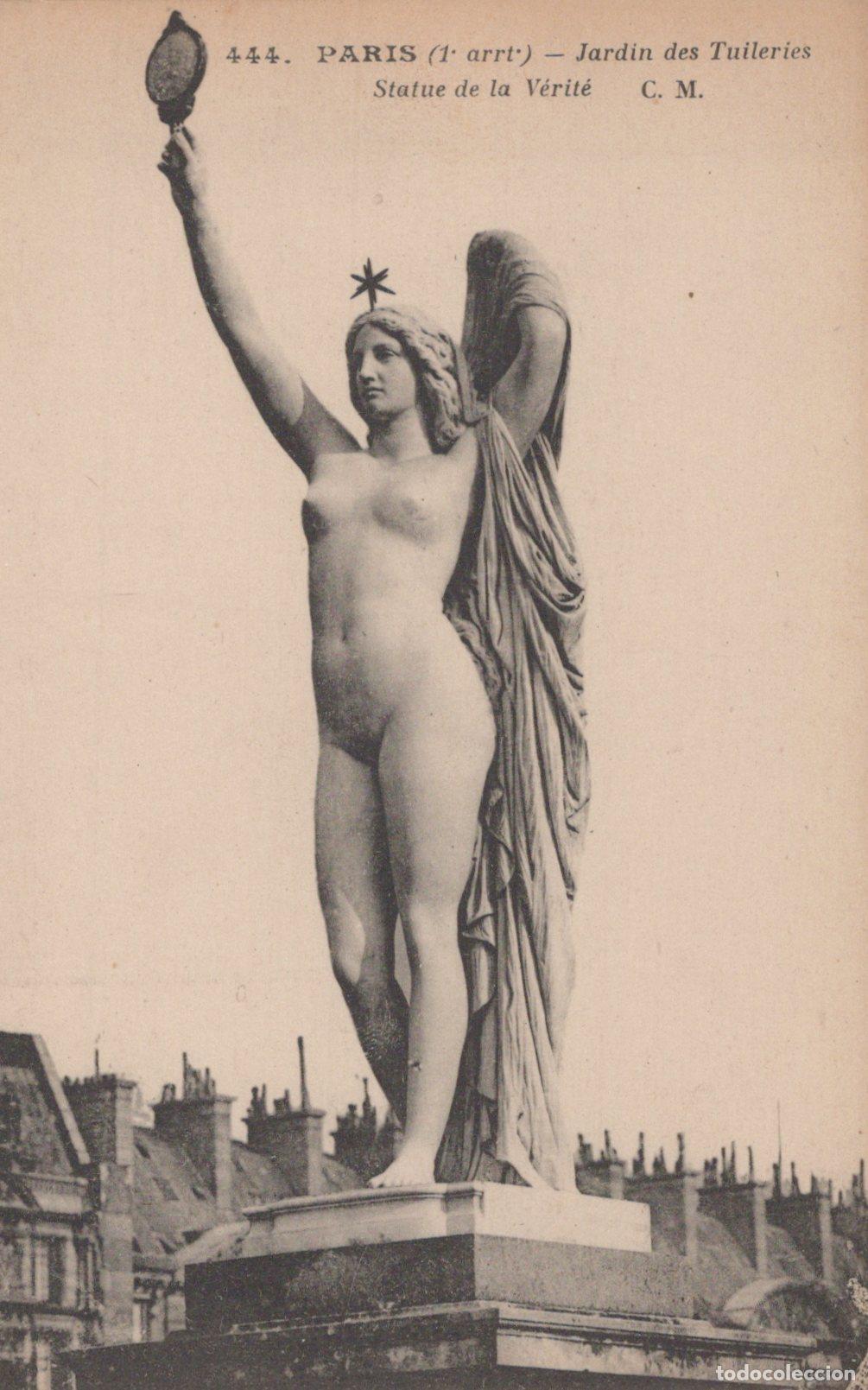Postales: Paris Jardin des Tuileries Statue de la V&eacute;rit&eacute; Nude Art Sculpture *YAG879