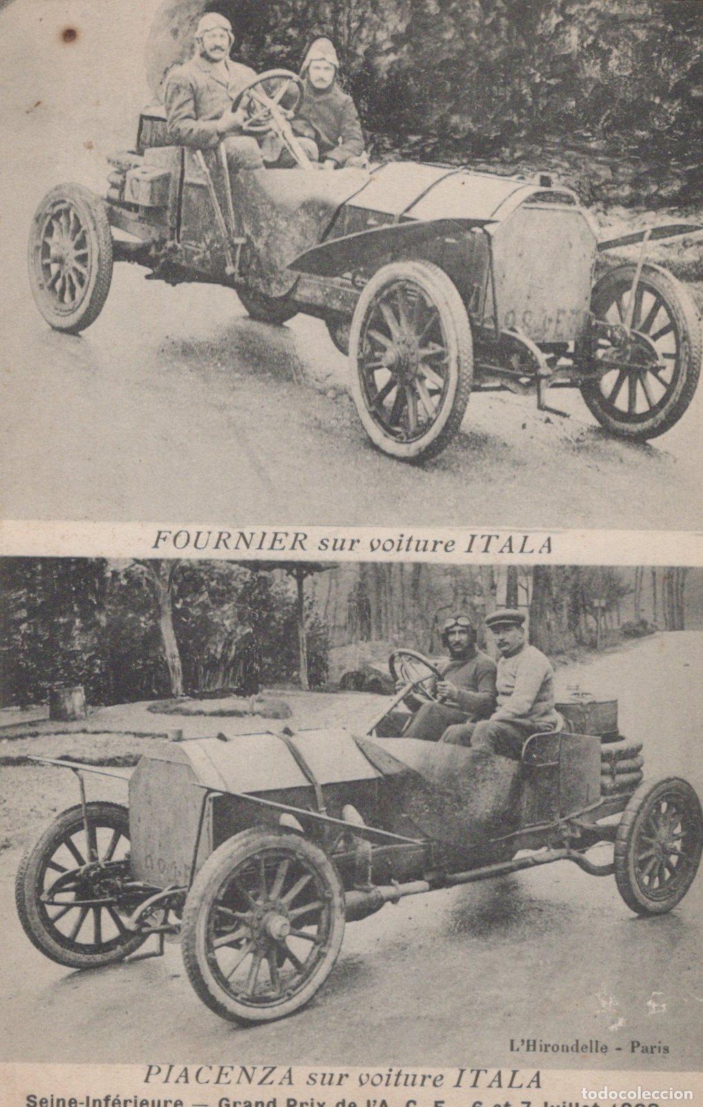 Cartes Postales: Fournier and Piacenza in Itala racing cars at Grand Prix de l'ACF 1908 *YAG926