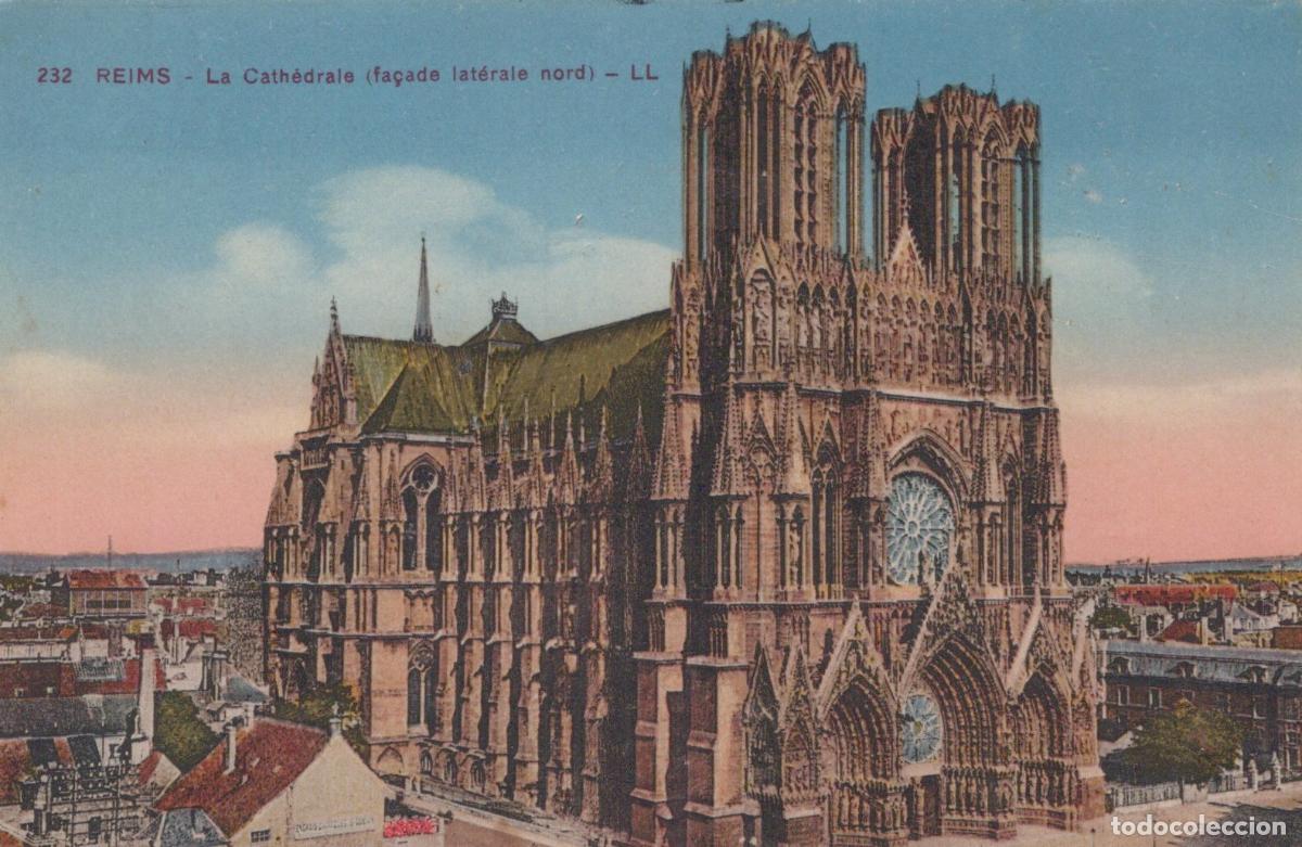 Postales: Reims Notre Dame Cathedral North Side Facade Architecture View *YAG961