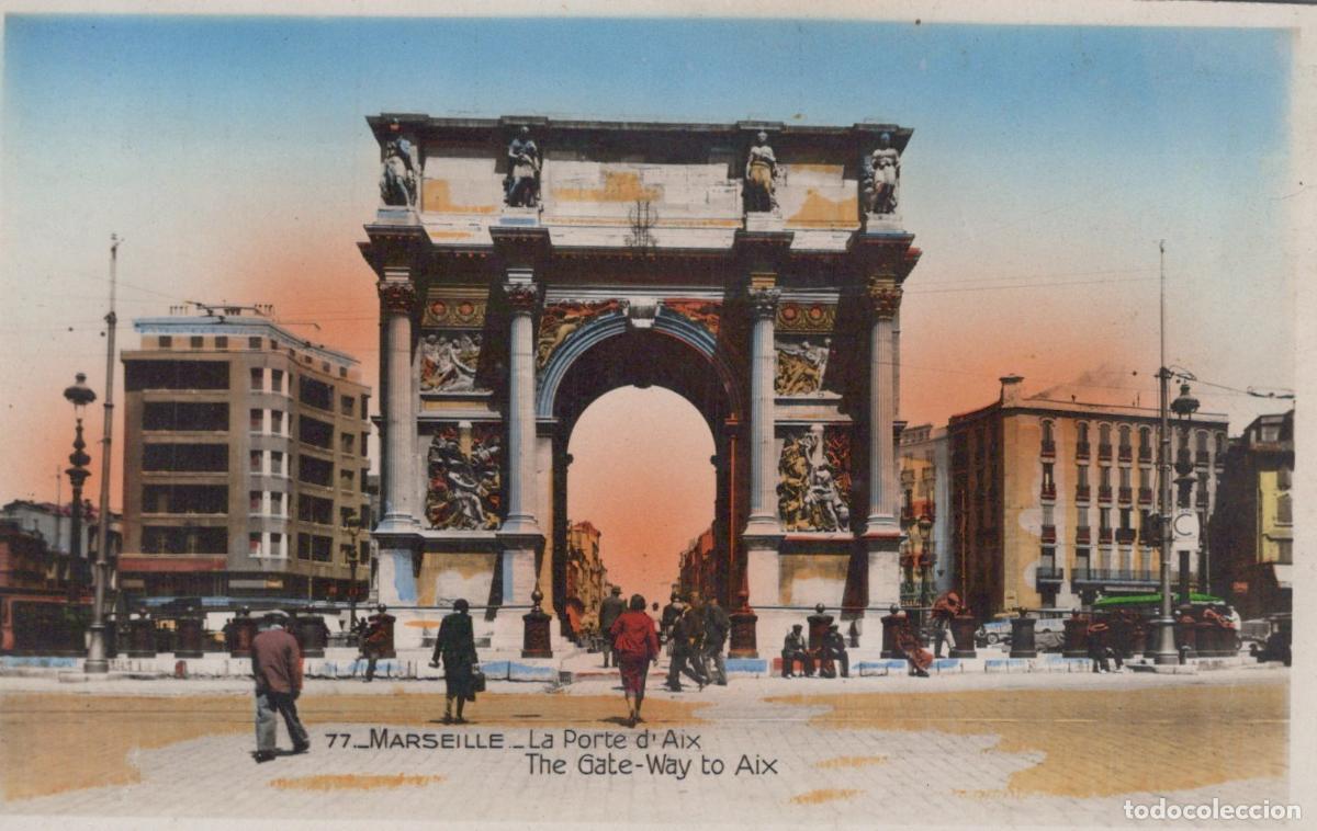 Postales: France Marseille Porte D Aix Arc de Triomphe Sc&egrave;ne de Rue *YAG976