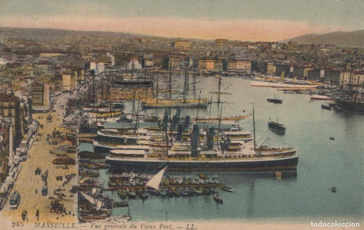 Postales: France Marseille Vieux Port Anim&eacute; Navires Architecture Portuaire *YAG992