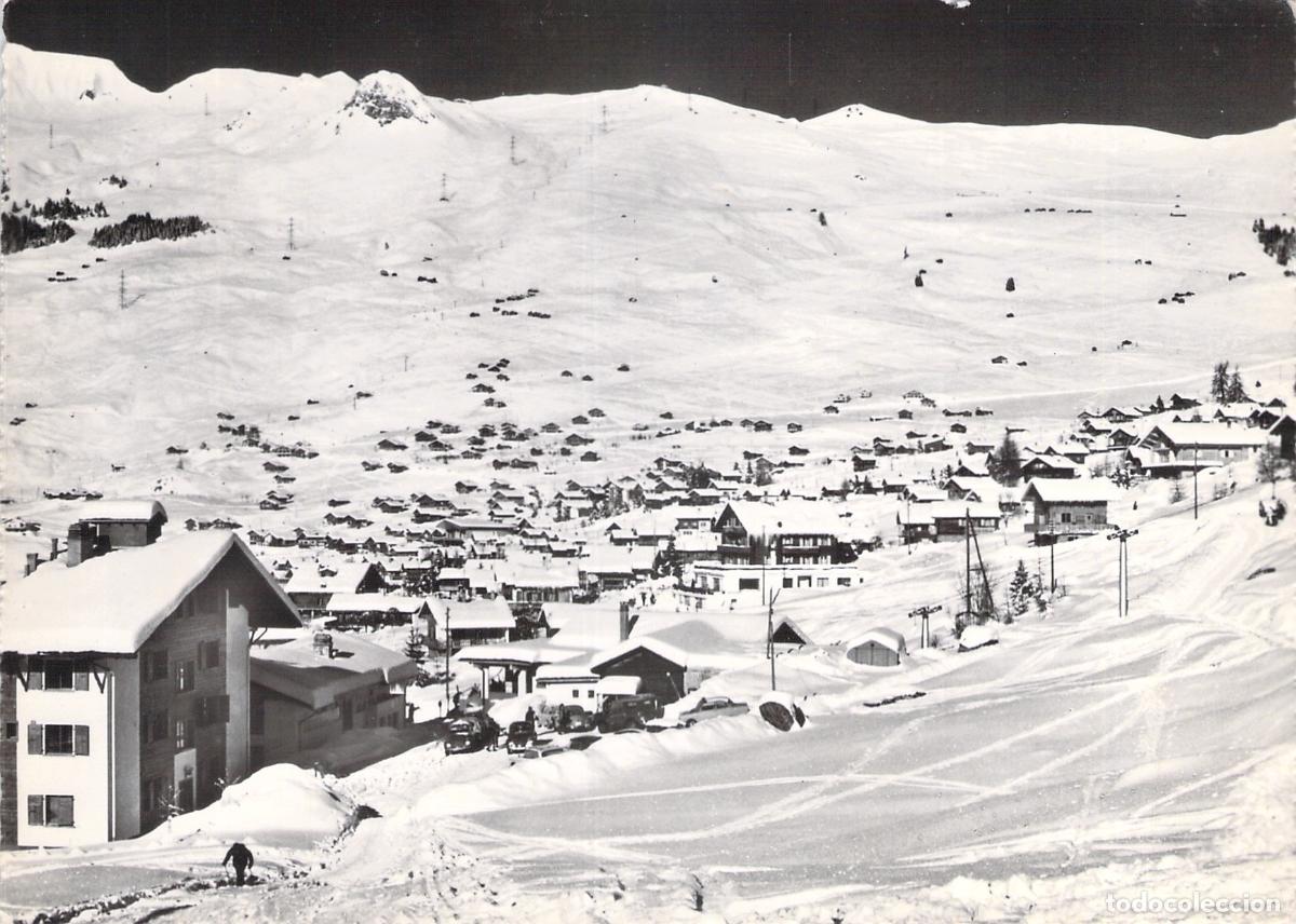 Postales: Postal de Verbier en Suiza paisaje nevado con casas de monta&ntilde;a