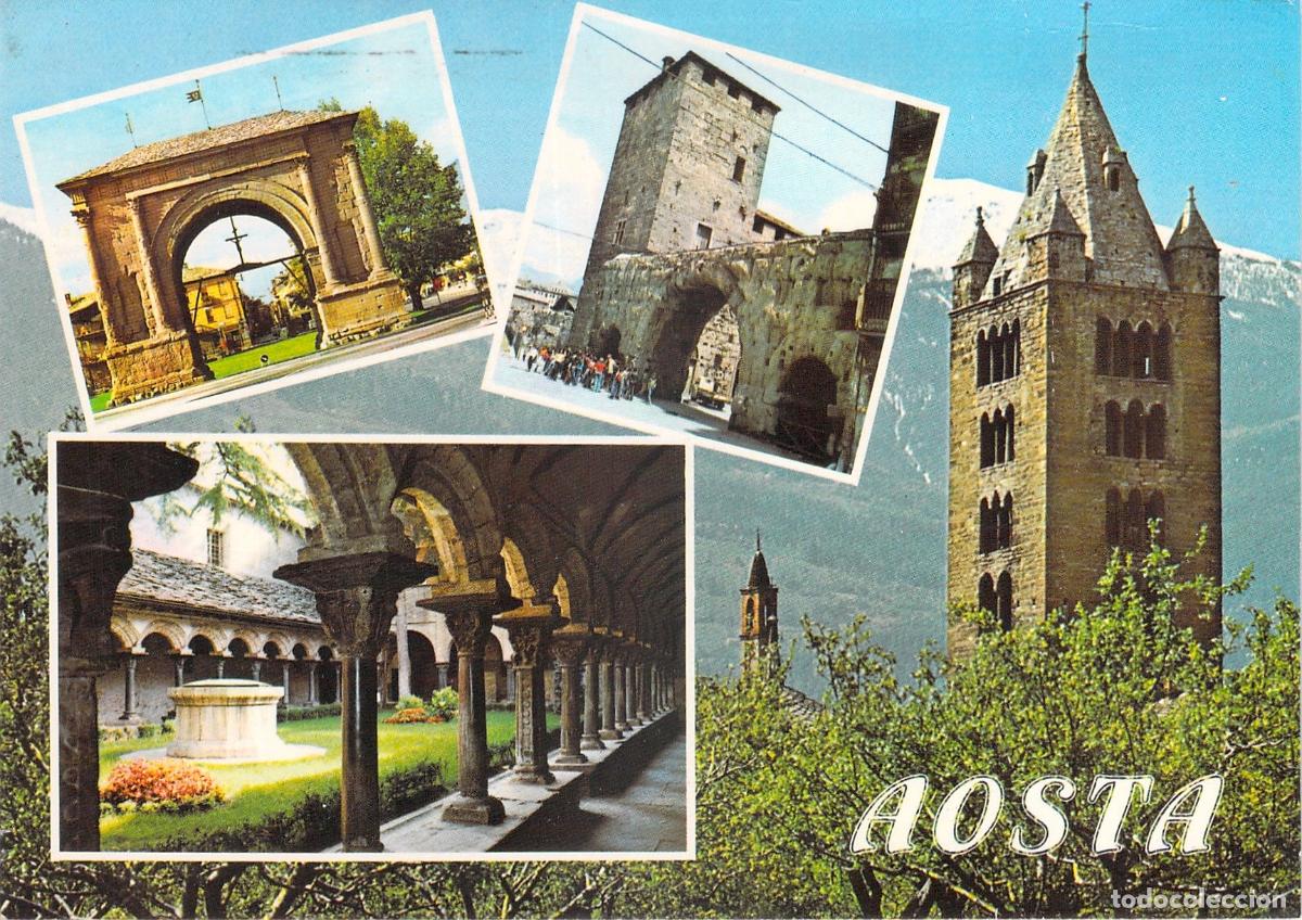 Postkarten: Postal de Aosta Italia con Arco de Augusto y Monumentos Hist&oacute;ricos