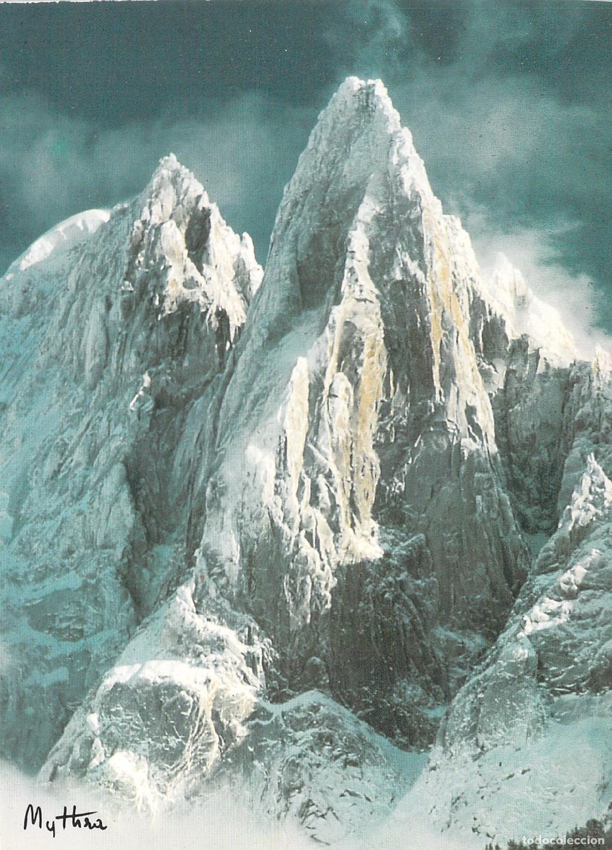 Postkarten: Postal de los picos L'Aiguille Verte y Les Drus en los Alpes franceses