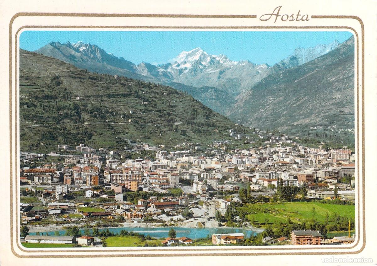 Postkarten: Postal de Aosta con el Monte Grand Combin de Fondo