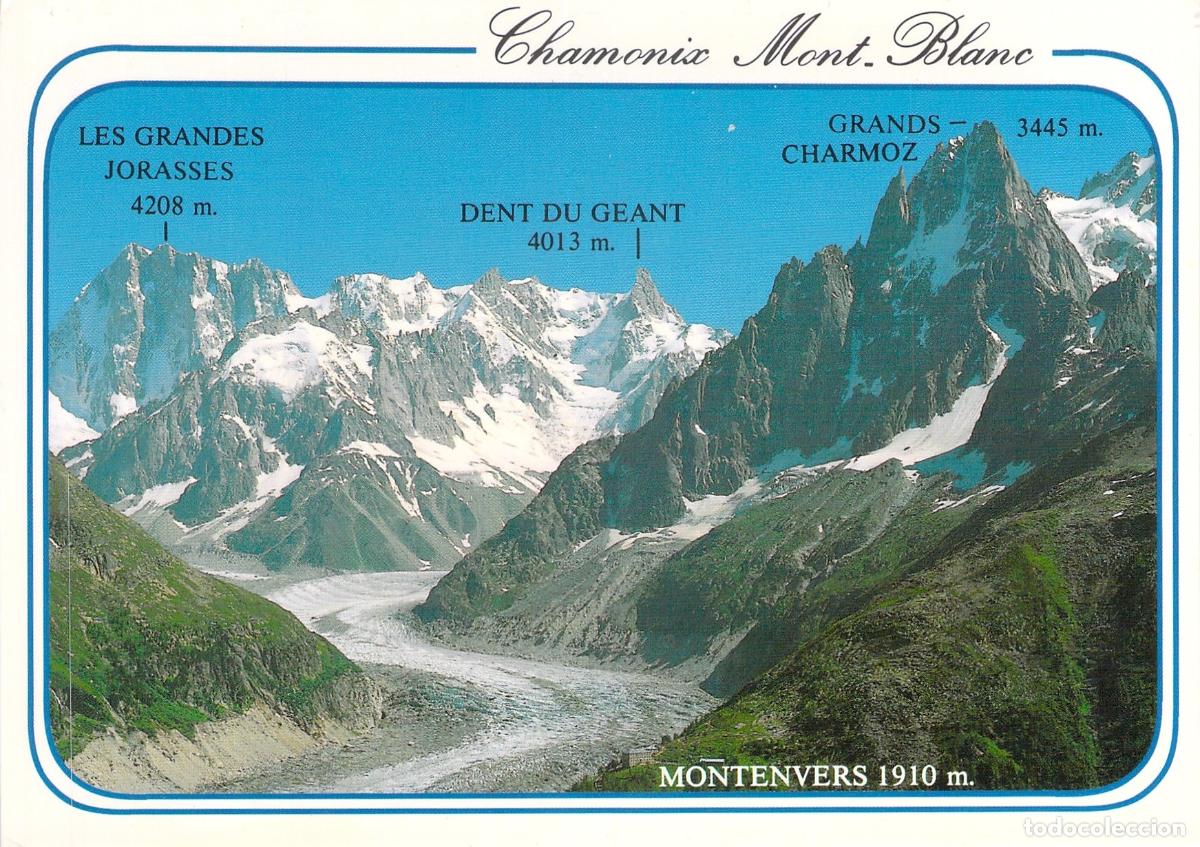 Postkarten: Postal de Chamonix Mont-Blanc Mer de Glace y Grandes Jorasses