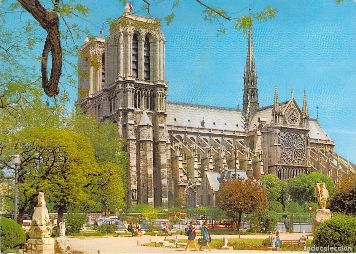 Postkarten: Postal de la Catedral de Notre-Dame y Square Viviani en Paris