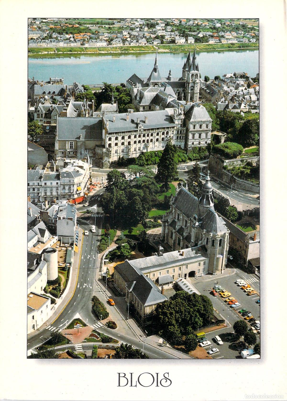Postkarten: Postal de vista a&eacute;rea de la ciudad de Blois y el r&iacute;o Loira en Francia
