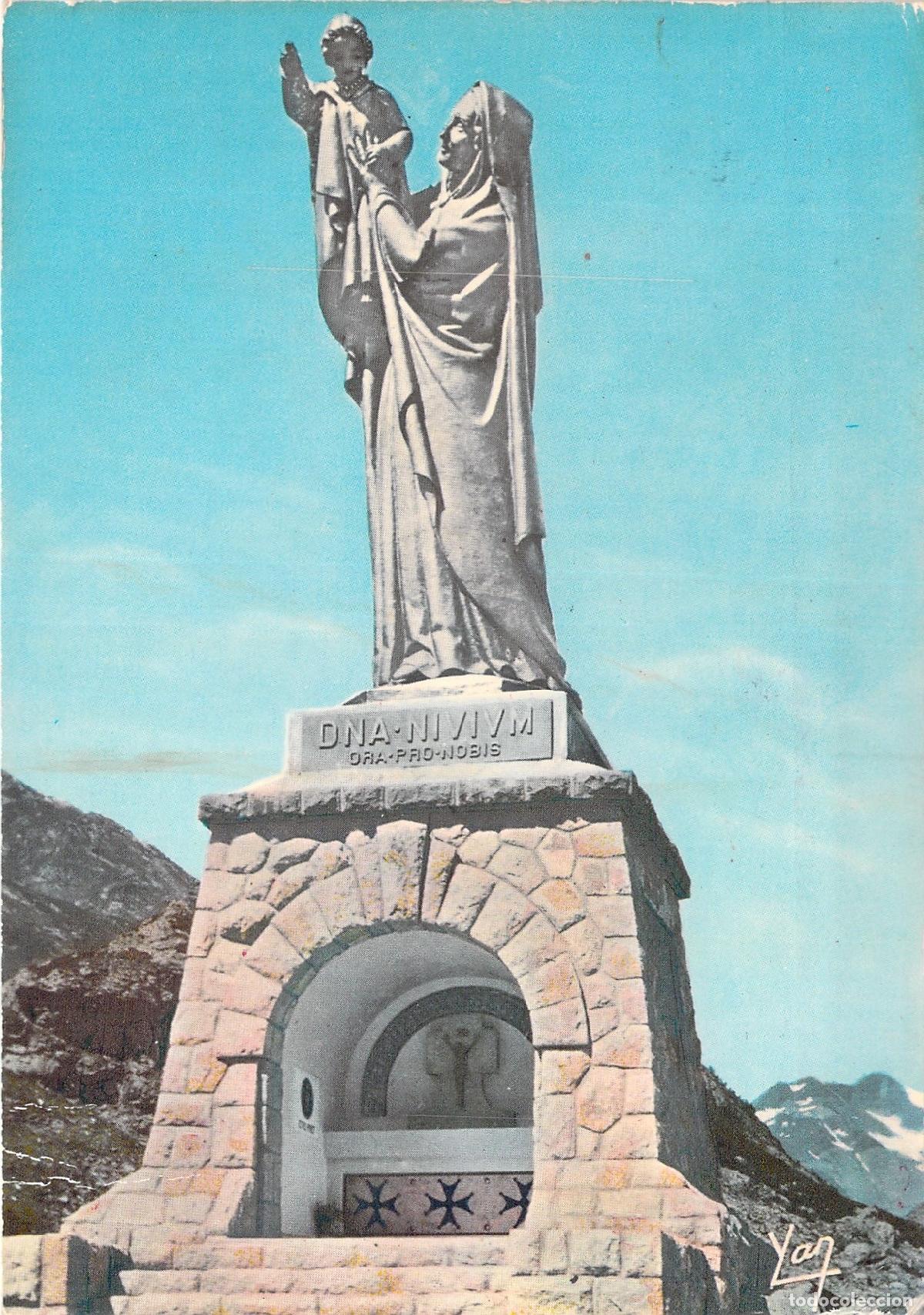 Postkarten: Postal de Gavarnie, Francia, Estatua de Notre-Dame des Neiges