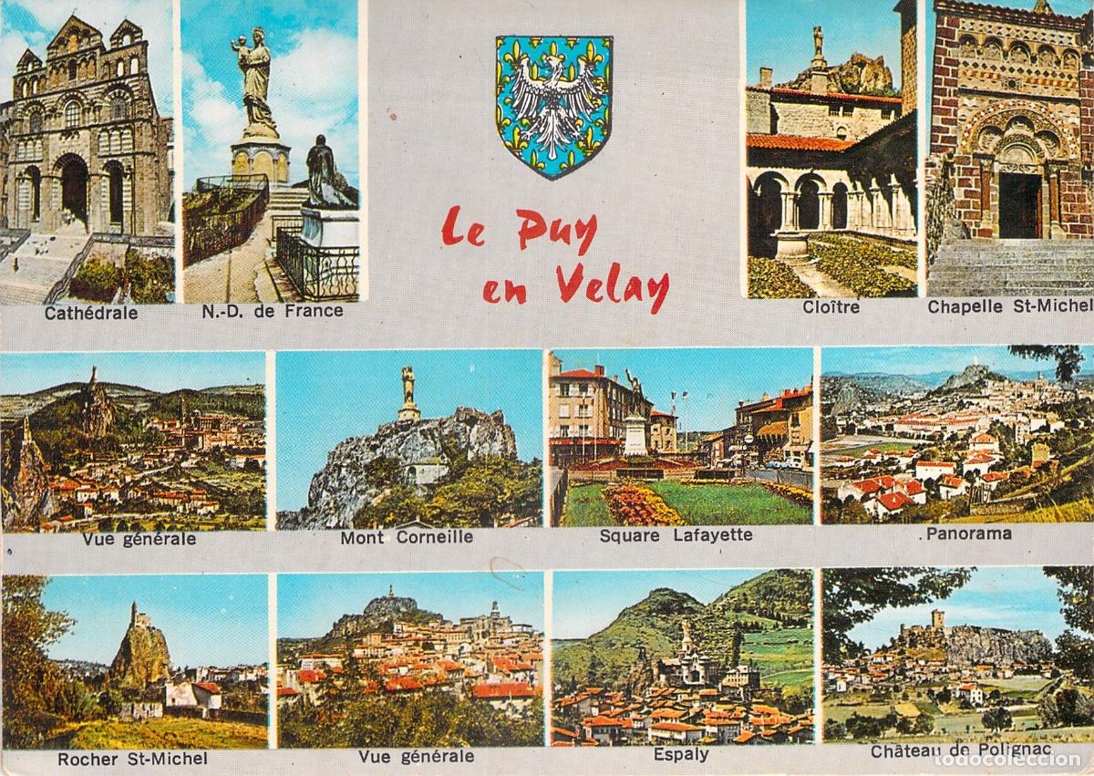 Postkarten: Postal de Le Puy-en-Velay con Vistas Panor&aacute;micas y Monumentos