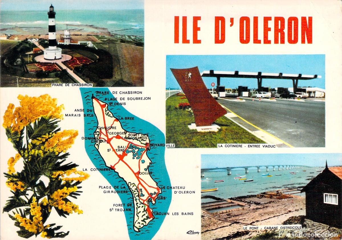 Postkarten: Postal de la Isla de Oleron, Francia con vistas del Faro y Viaducto