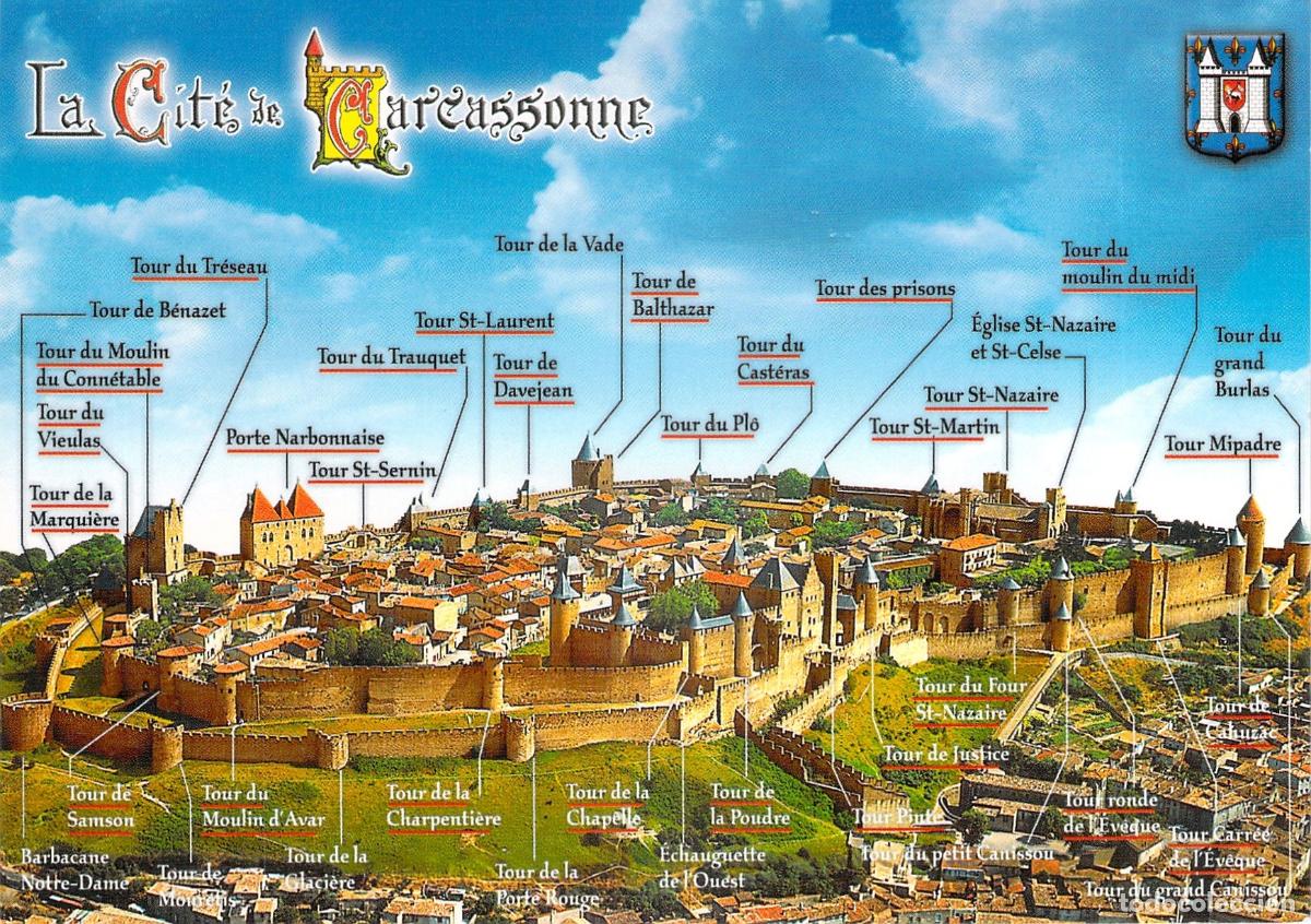 Postkarten: Postal de la Cit&eacute; de Carcassonne Francia vista panor&aacute;mica