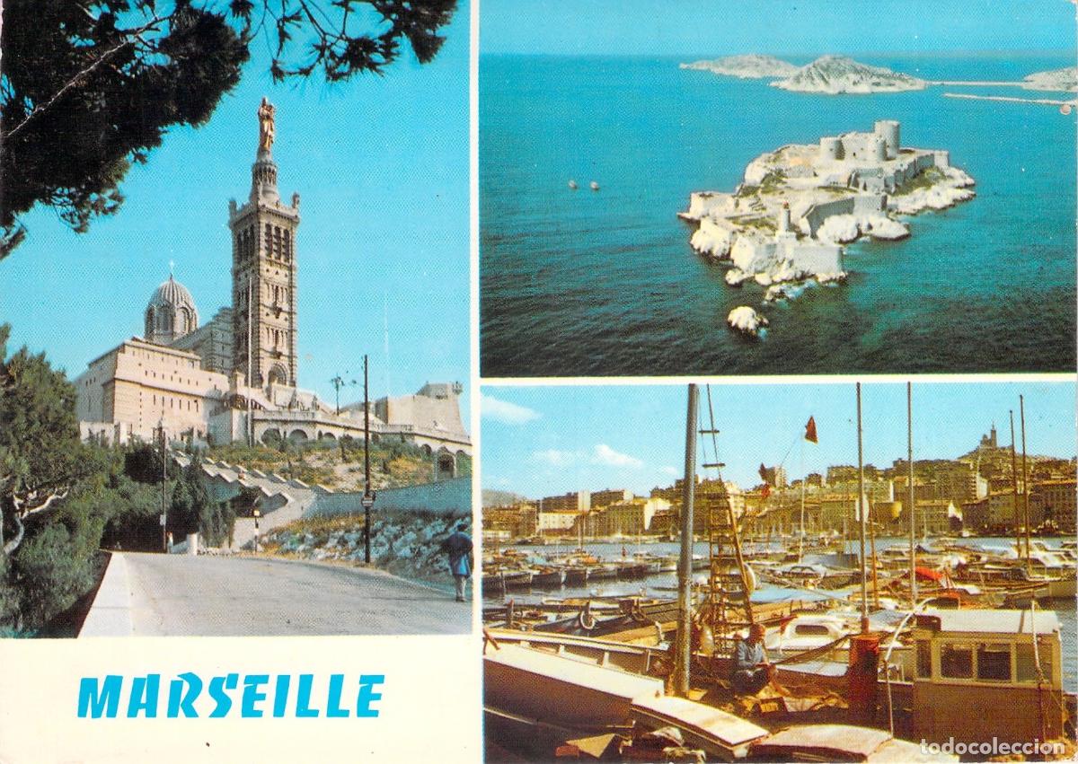 Cartoline: Postal de Marsella con vistas del Puerto, Castillo de If y Bas&iacute;lica