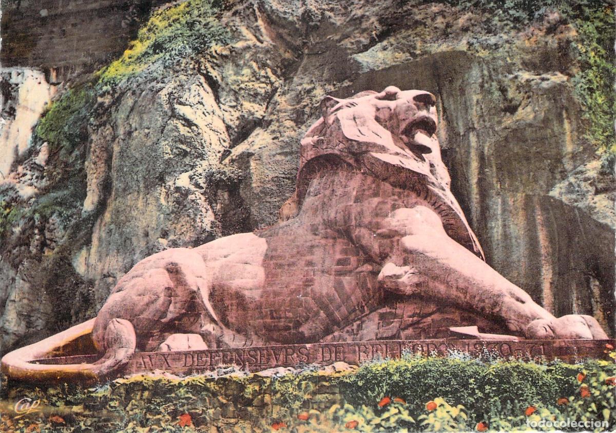 Cartoline: Postal del Le&oacute;n de Belfort, escultura emblem&aacute;tica de Bartholdi