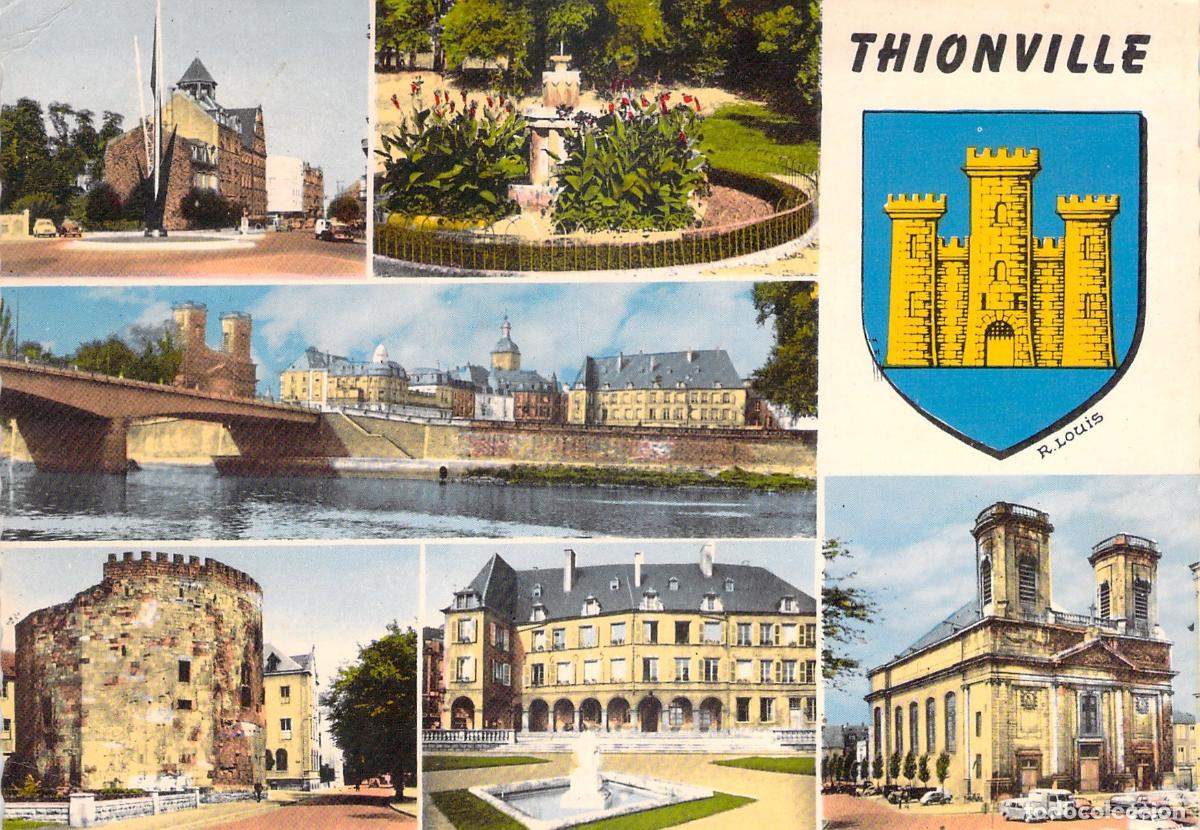 Postkarten: Postal de Thionville Francia con escudo de armas y vistas m&uacute;ltiples
