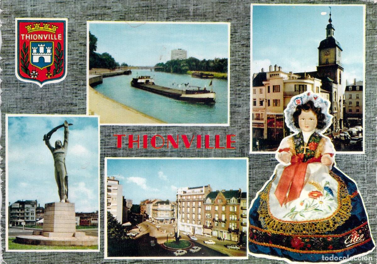 Postkarten: Postal de Thionville Francia vistas del r&iacute;o y monumentos locales