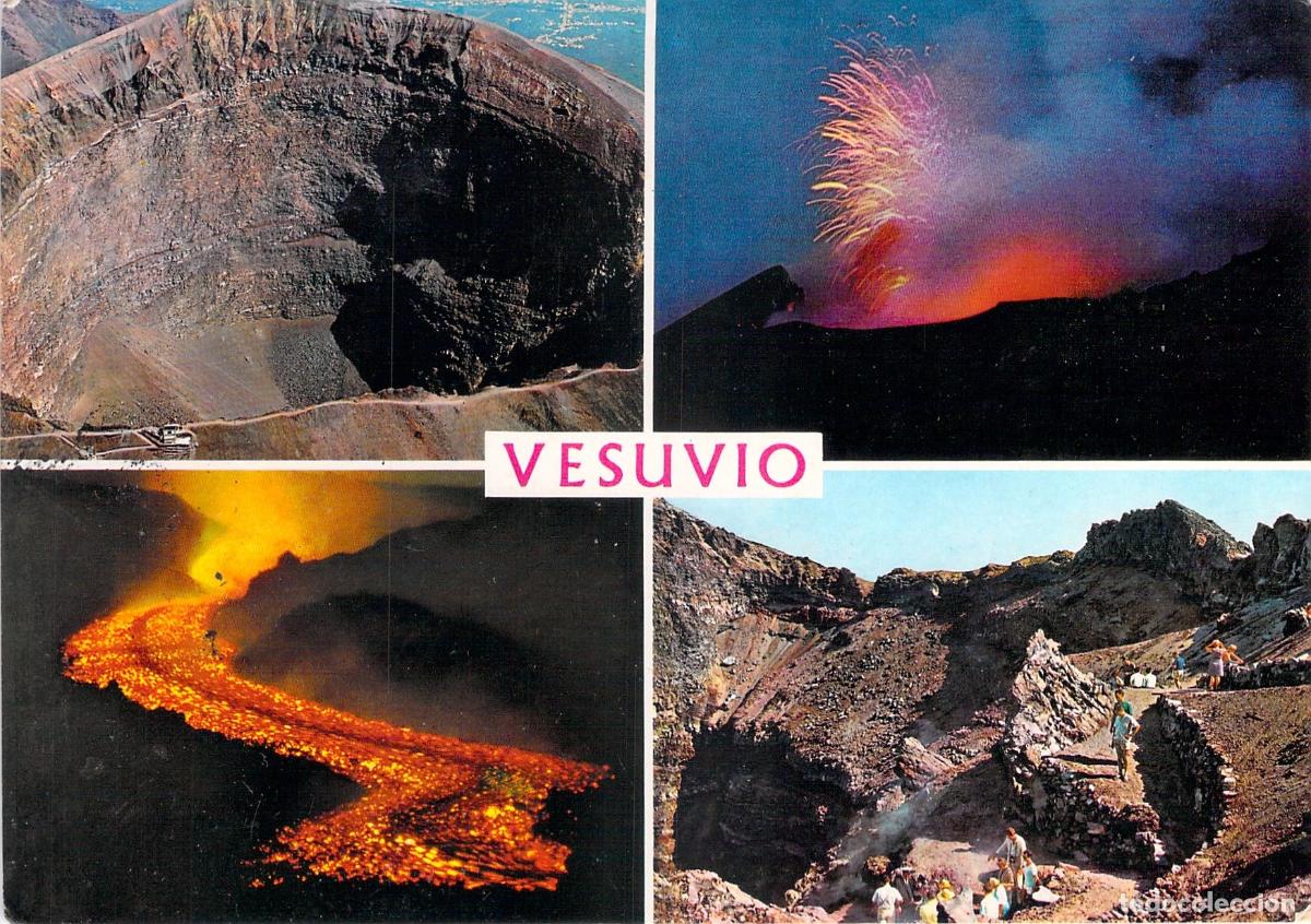 Cartes Postales: Postal de vistas del volc&aacute;n Vesubio en N&aacute;poles, Italia