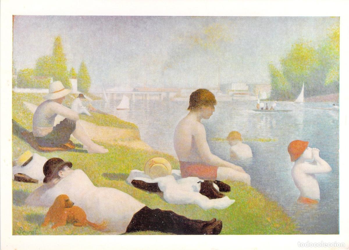Postales: Postal de la obra Bathers at Asni&egrave;res de Georges Seurat