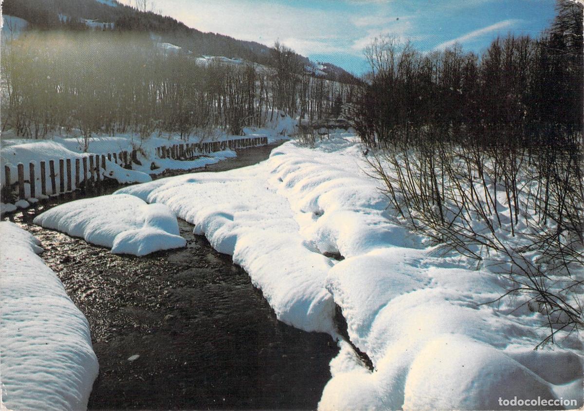 Postales: Postal de Pralognan Saboya Paisaje invernal en el r&iacute;o