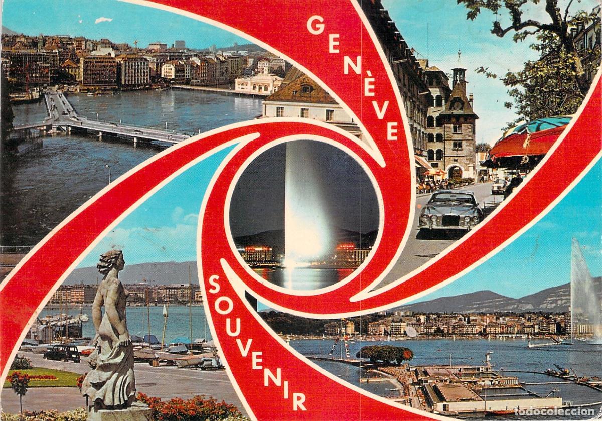Postales: Postal de Ginebra Suiza con Vistas Panor&aacute;micas y Jet d'Eau