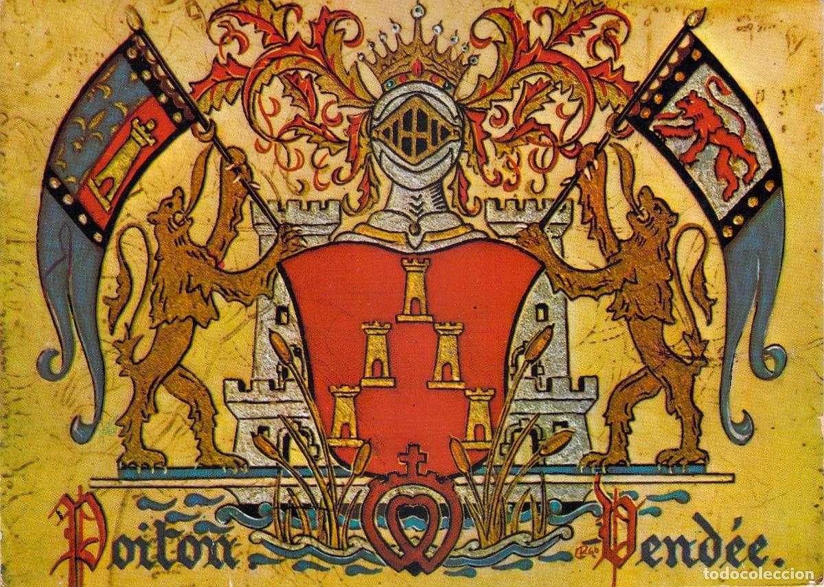 Cartes Postales: Postal con el escudo de armas her&aacute;ldico de la regi&oacute;n de Poitou Vend&eacute;e