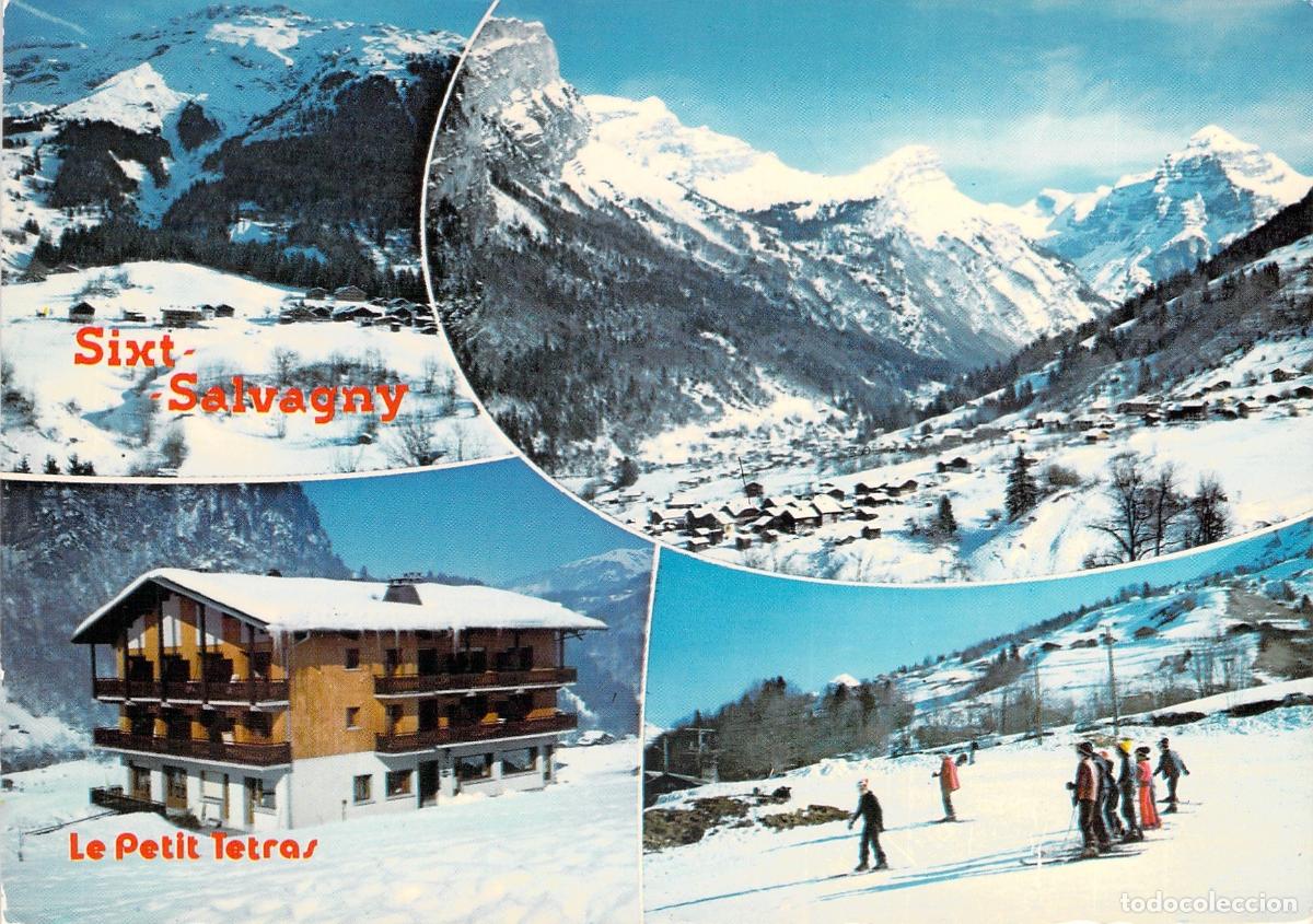 Cartes Postales: Postal de los Alpes en Sixt-Fer-&agrave;-Cheval con hotel y estaci&oacute;n de esqu&iacute;