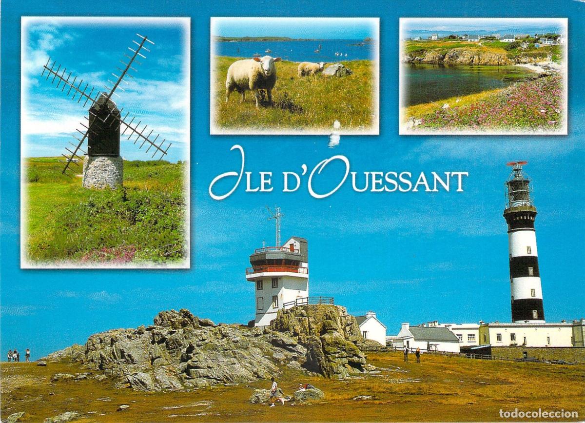 Cartes Postales: Postal de la Isla de Ouessant Faro de Creac'h y Molino de Karaes
