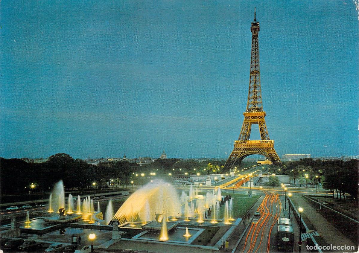 Cartes Postales: Postal de la Torre Eiffel y jardines del Trocadero en Par&iacute;s