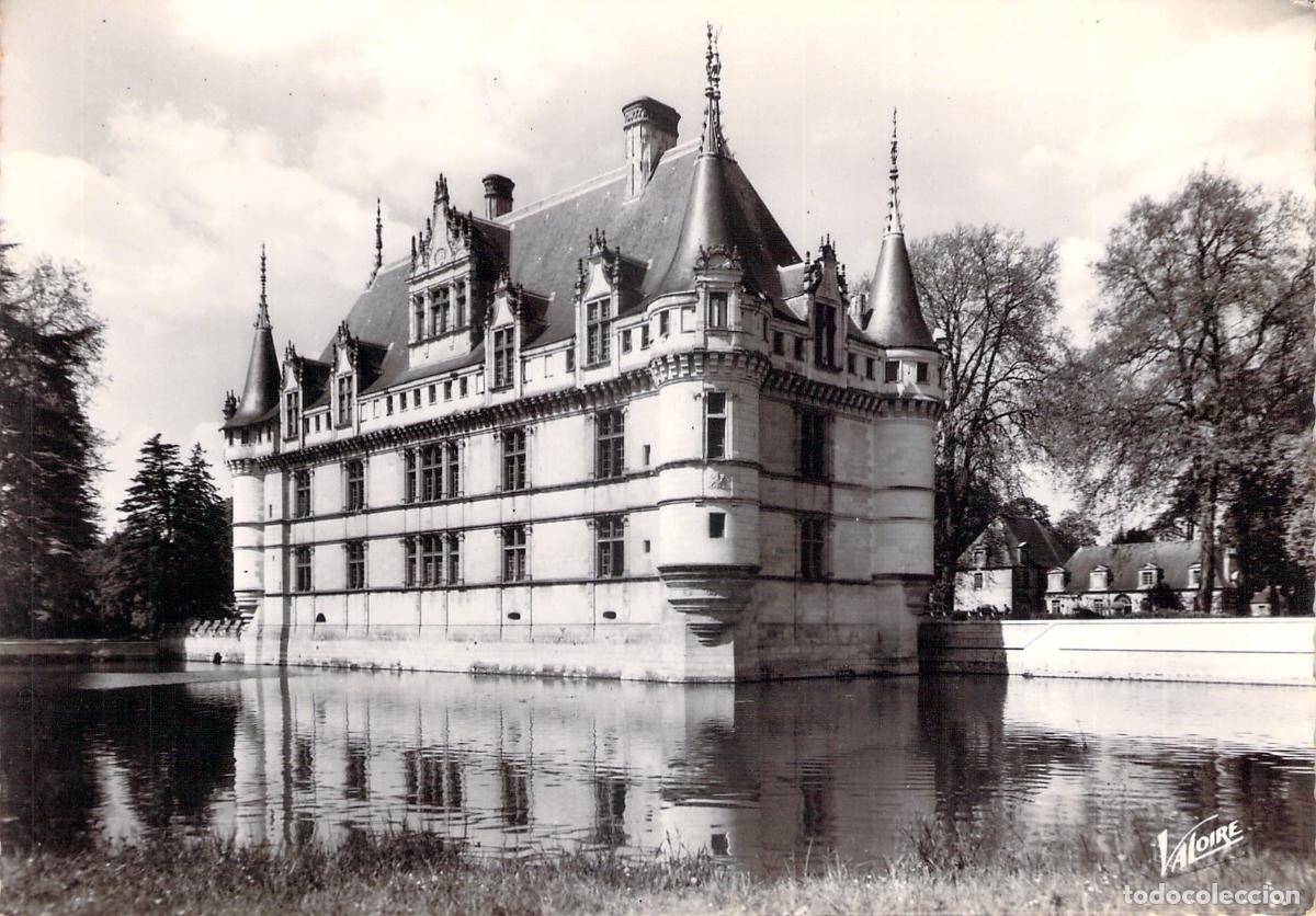Postcards: Postal Castillo de Azay-le-Rideau Francia Reflejado en el R&iacute;o Indre