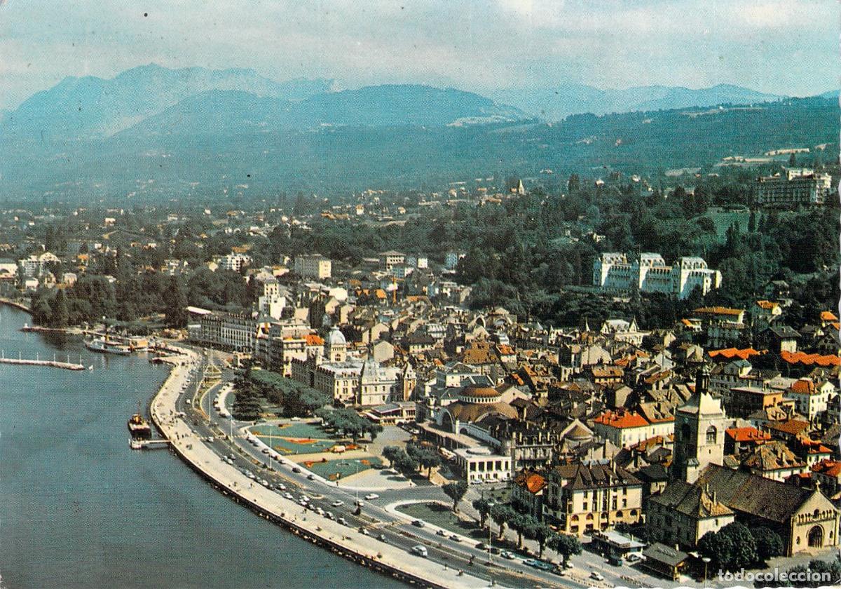 Postcards: Postal Panor&aacute;mica de Evian-les-Bains y el Lago Leman en Francia