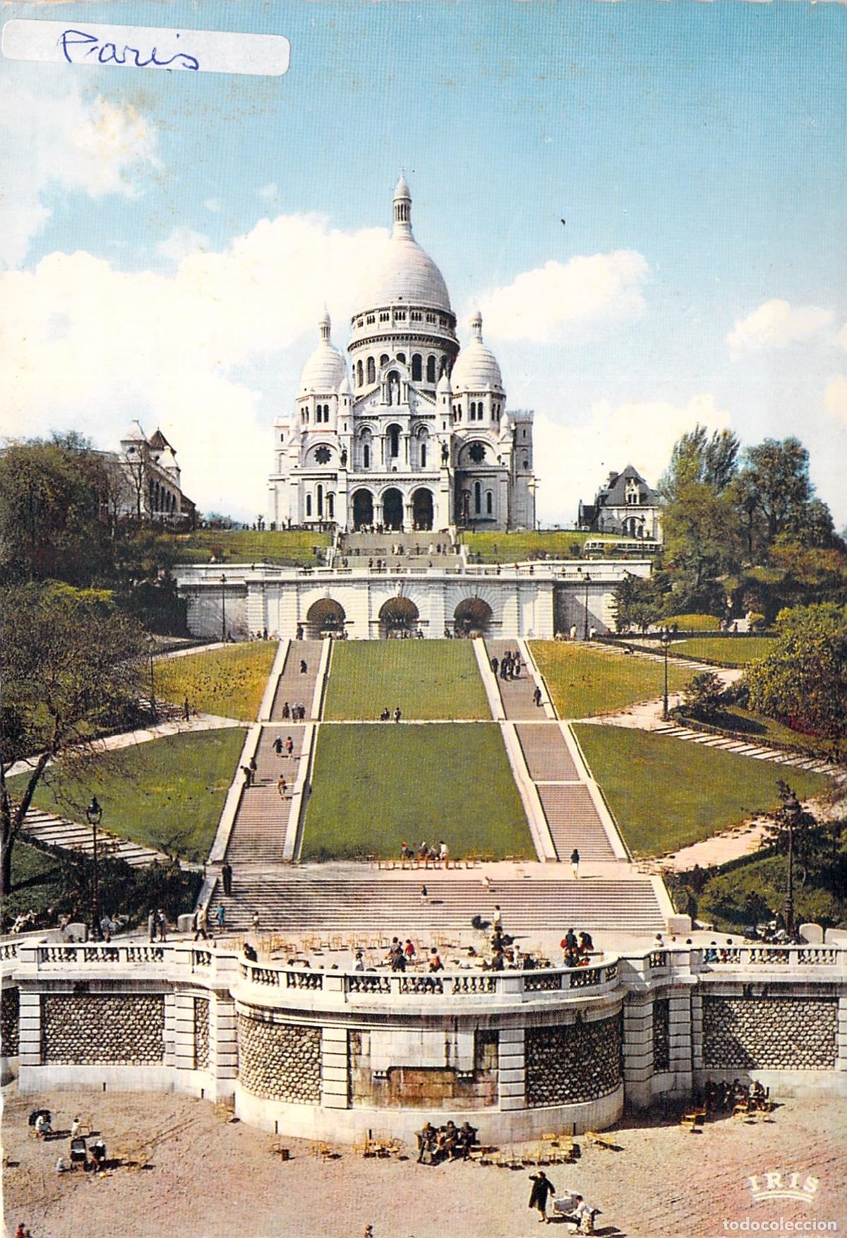 Postales: Postal de la Bas&iacute;lica del Sacr&eacute;-C&oelig;ur y jardines en Par&iacute;s