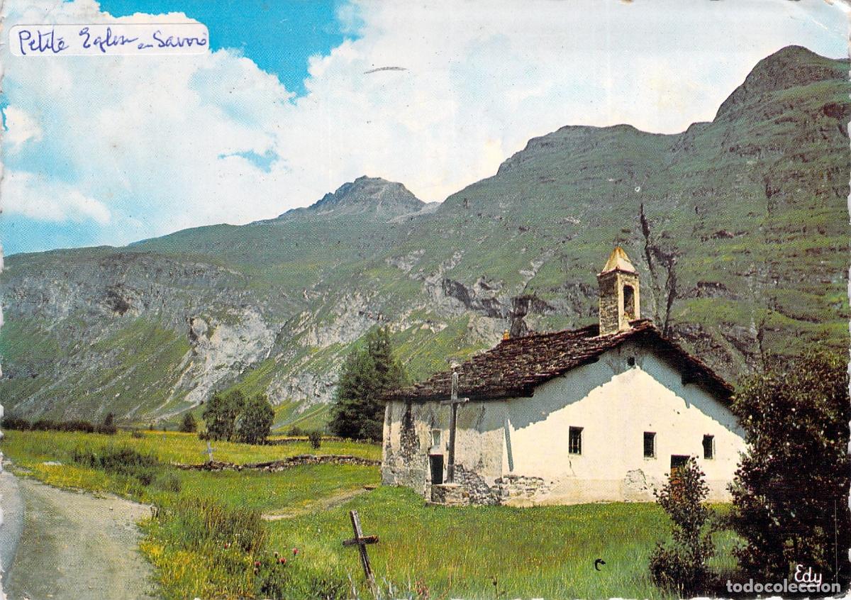 Postales: Postal de peque&ntilde;a capilla de monta&ntilde;a en Saboya, Francia