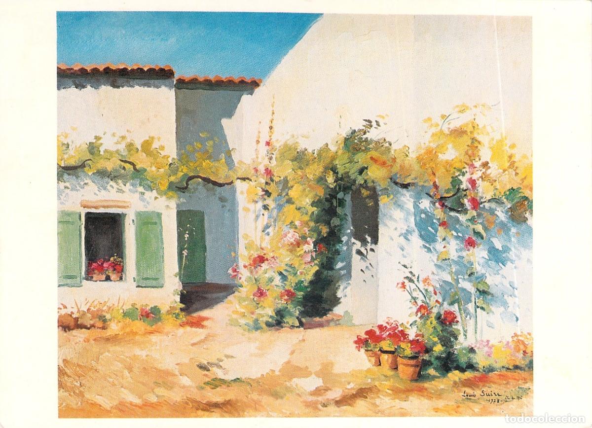 Postales: Postal con pintura de patio florido en la Isla de R&eacute;, Francia