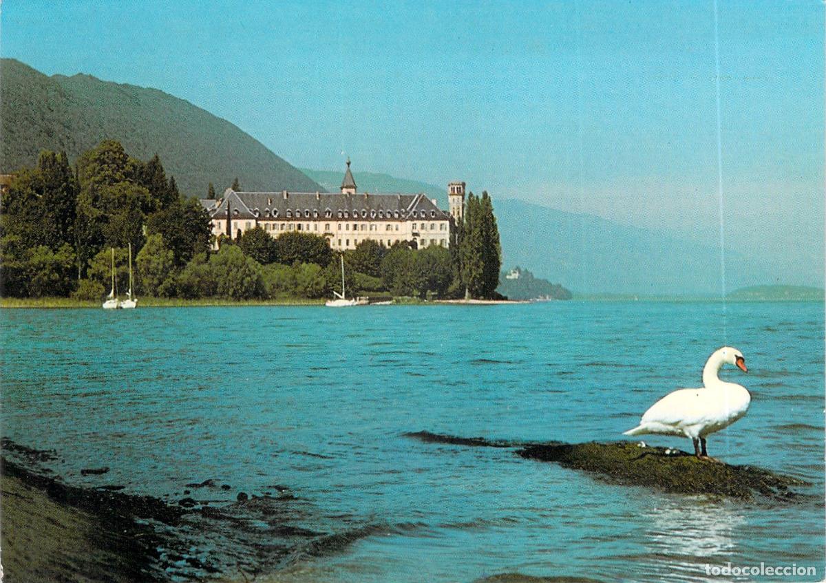 Postais: Postal de la Abad&iacute;a de Hautecombe y el Lago del Bourget en Saboya