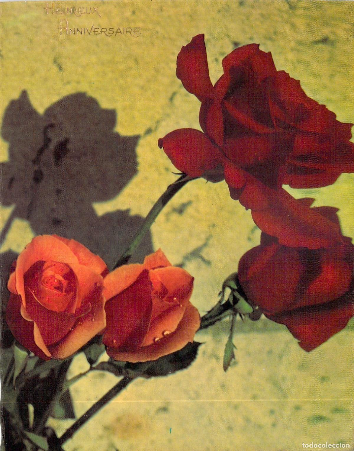 Postais: Postal de rosas rojas con mensaje de feliz cumplea&ntilde;os