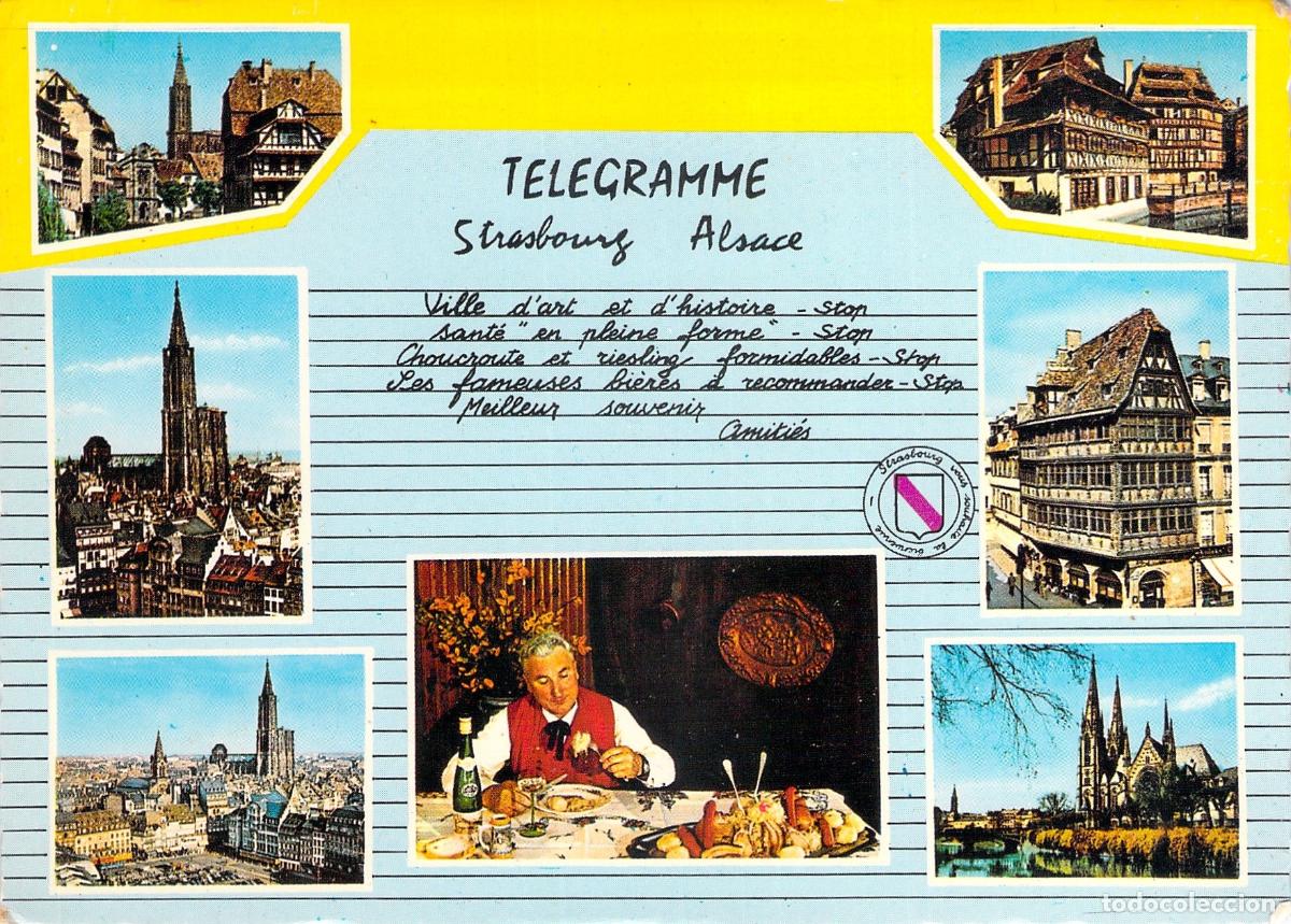Postales: Postal de Estrasburgo, Alsacia con vistas a la ciudad y gastronom&iacute;a