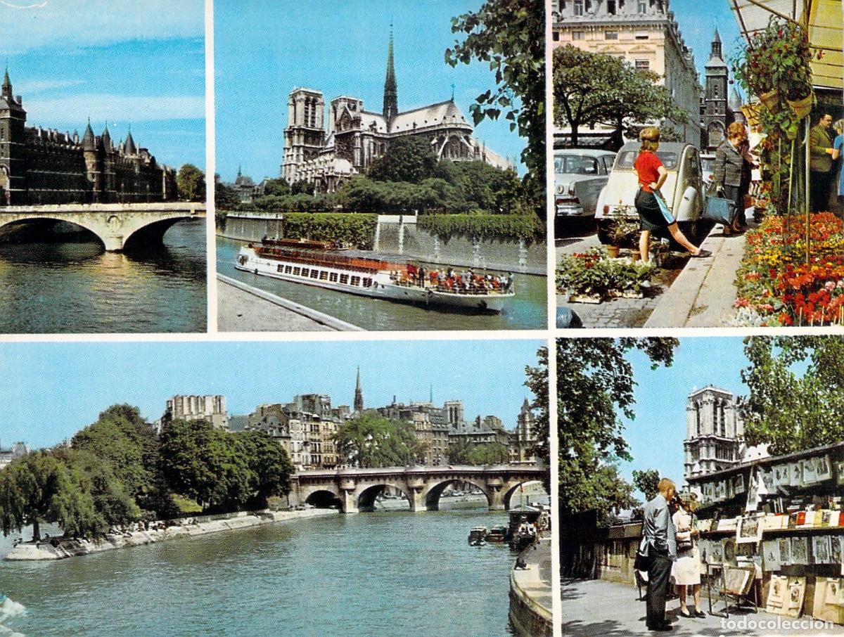 Postales: Postal de vistas m&uacute;ltiples de monumentos ic&oacute;nicos de Par&iacute;s