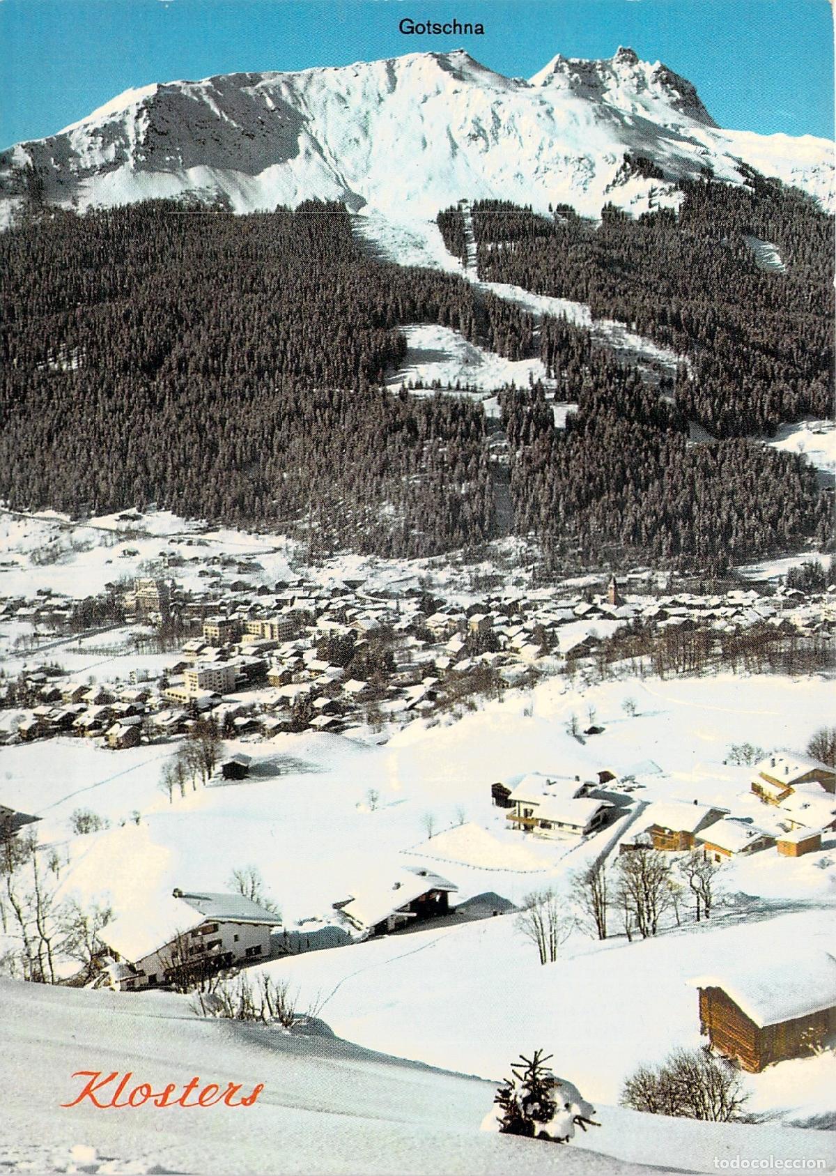 Postales: Postal de Klosters Suiza con vistas a las monta&ntilde;as Gotschna y Casanna